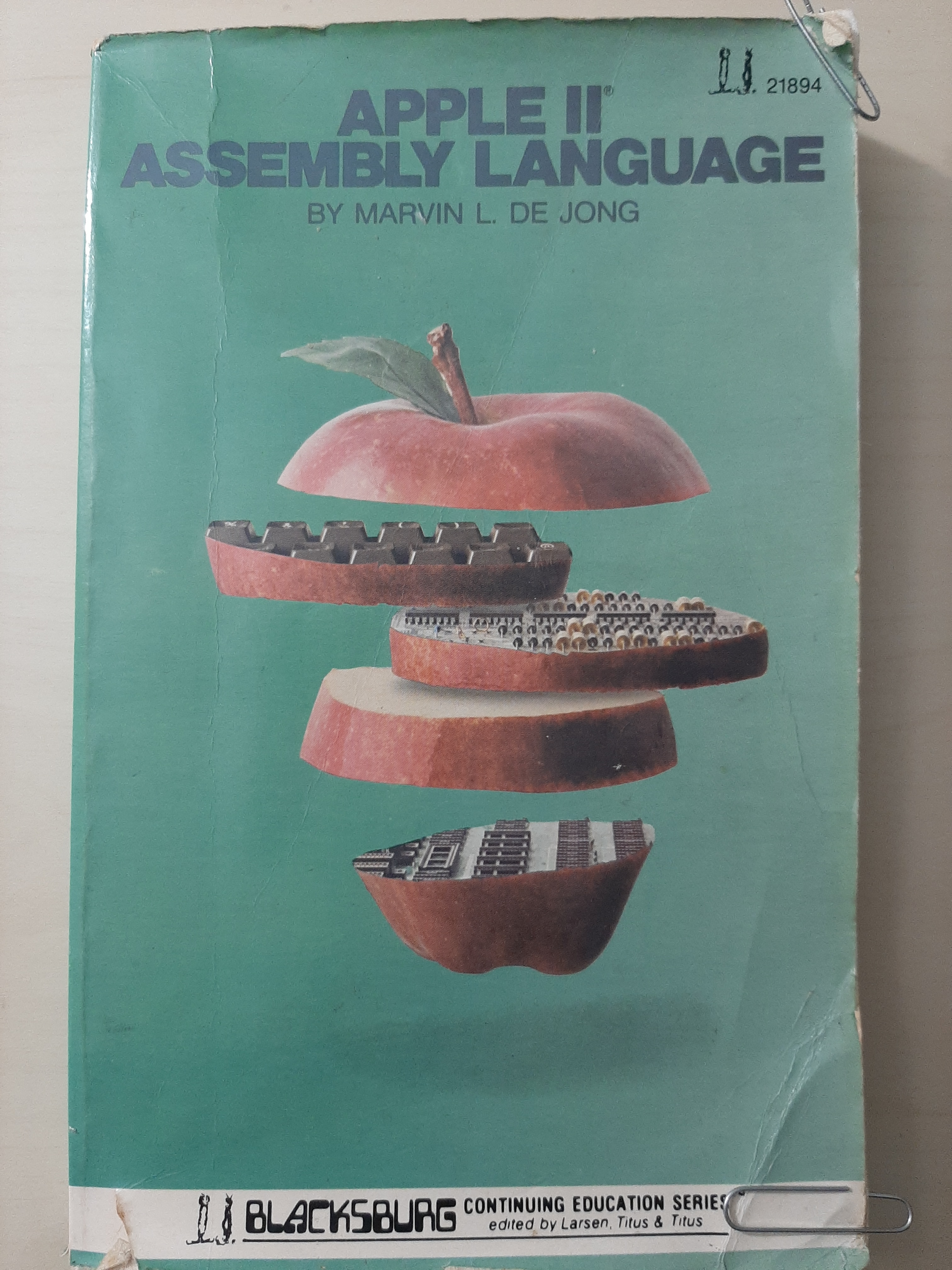Picture of the cover of a 1980's book entitled 'Apple IIe Assembly Language'